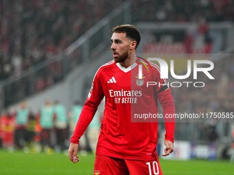 Orkun Kokcu of Benfica  looks on during the Champions League Round 4 match between Bayern Munich v Benfica at the Allianz arena, Munich, Ger...