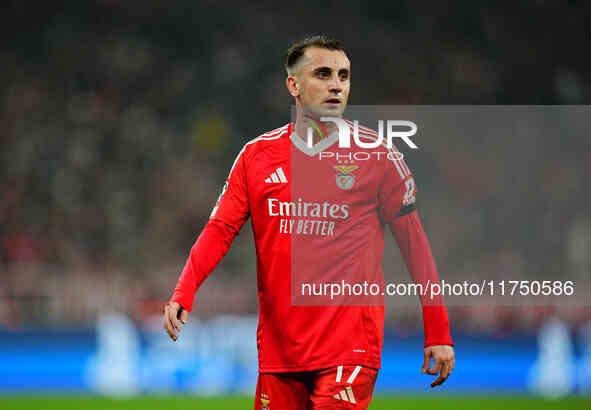 Kerem Akturkoglu of Benfica  looks on during the Champions League Round 4 match between Bayern Munich v Benfica at the Allianz arena, Munich...