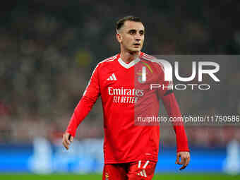 Kerem Akturkoglu of Benfica  looks on during the Champions League Round 4 match between Bayern Munich v Benfica at the Allianz arena, Munich...