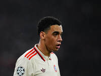 Jamal Musiala of Bayern Munich  looks on during the Champions League Round 4 match between Bayern Munich v Benfica at the Allianz arena, Mun...