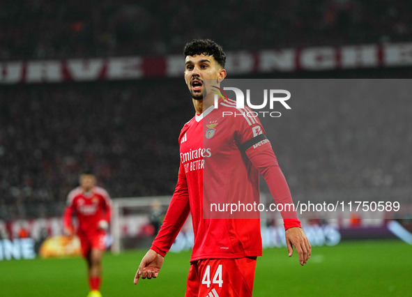 Tomas Araujo of Benfica  looks on during the Champions League Round 4 match between Bayern Munich v Benfica at the Allianz arena, Munich, Ge...