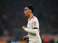 Jamal Musiala of Bayern Munich  looks on during the Champions League Round 4 match between Bayern Munich v Benfica at the Allianz arena, Mun...