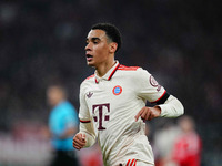 Jamal Musiala of Bayern Munich  looks on during the Champions League Round 4 match between Bayern Munich v Benfica at the Allianz arena, Mun...