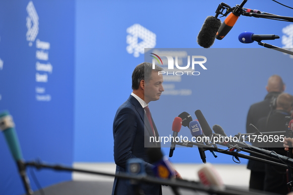 Alexander De Croo, Prime Minister of Belgium, arrives at the 5th European Political Community Summit in Budapest, Hungary, on November 7, a...