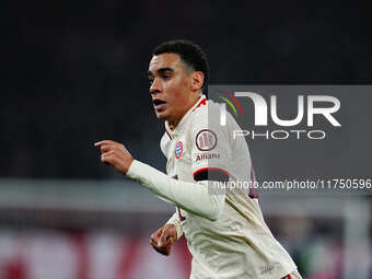 Jamal Musiala of Bayern Munich  looks on during the Champions League Round 4 match between Bayern Munich v Benfica at the Allianz arena, Mun...