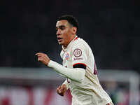 Jamal Musiala of Bayern Munich  looks on during the Champions League Round 4 match between Bayern Munich v Benfica at the Allianz arena, Mun...