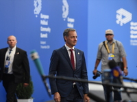 Alexander De Croo, Prime Minister of Belgium, arrives at the 5th European Political Community Summit in Budapest, Hungary, on November 7, a...