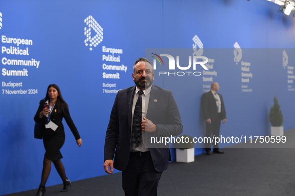 Luca Beccari, Minister of Foreign Affairs of San Marino, arrives at the 5th European Political Community Summit in Budapest, Hungary, on Nov...