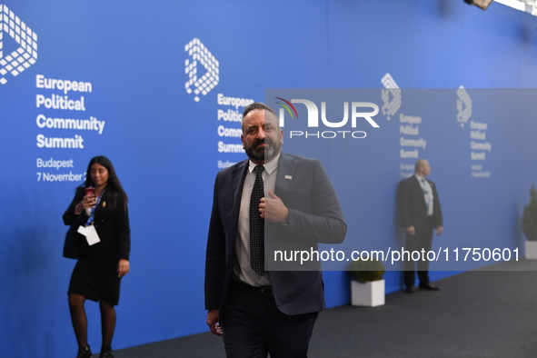 Luca Beccari, Minister of Foreign Affairs of San Marino, arrives at the 5th European Political Community Summit in Budapest, Hungary, on Nov...