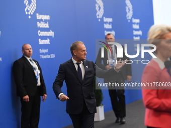 Donald Tusk, Prime Minister of Poland, arrives at the 5th European Political Community Summit in Budapest, Hungary, on November 7, a day aft...