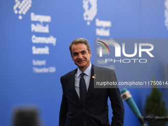 Kyriakos Mitsotakis, Prime Minister of Greece, arrives at the 5th European Political Community Summit in Budapest, Hungary, on November 7, a...