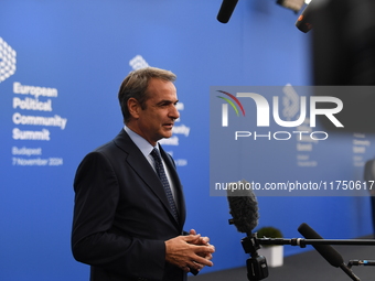 Kyriakos Mitsotakis, Prime Minister of Greece, arrives at the 5th European Political Community Summit in Budapest, Hungary, on November 7, a...