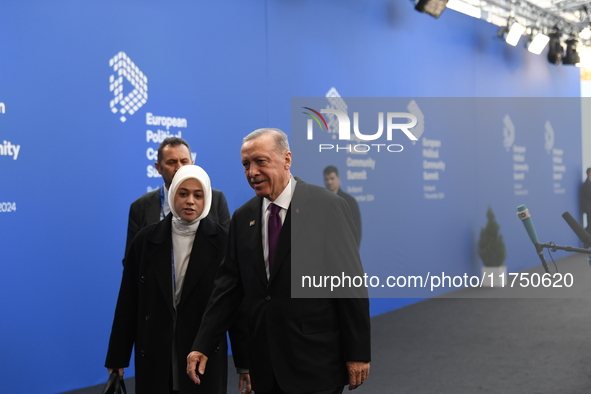 Recep Tayyip Erdogan, President of Turkey, arrives at the 5th European Political Community Summit in Budapest, Hungary, on November 7, a day...