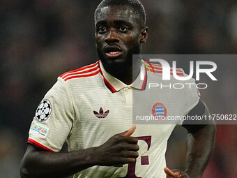 Dayot Upamecano of Bayern Munich  looks on during the Champions League Round 4 match between Bayern Munich v Benfica at the Allianz arena, M...