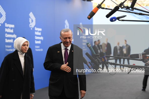 Recep Tayyip Erdogan, President of Turkey, arrives at the 5th European Political Community Summit in Budapest, Hungary, on November 7, a day...