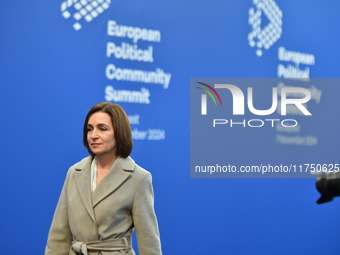 Maia Sandu, President of Moldova, is greeted by Viktor Orban, Hungarian Prime Minister, before the 5th European Political Community Summit i...