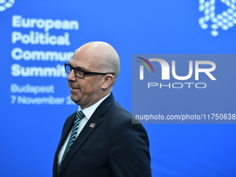 Daniel Risch, Prime Minister of Lithuania, arrives at the 5th European Political Community Summit in Budapest, Hungary, on November 7, a day...