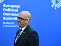 Daniel Risch, Prime Minister of Lithuania, arrives at the 5th European Political Community Summit in Budapest, Hungary, on November 7, a day...