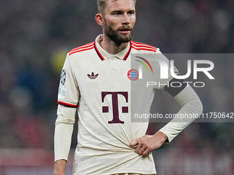 Konrad Laimer of Bayern Munich  looks on during the Champions League Round 4 match between Bayern Munich v Benfica at the Allianz arena, Mun...