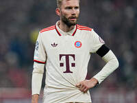 Konrad Laimer of Bayern Munich  looks on during the Champions League Round 4 match between Bayern Munich v Benfica at the Allianz arena, Mun...