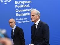 Jonas Gahr, Prime Minister of Norway, arrives at the 5th European Political Community Summit in Budapest, Hungary, on November 7, a day afte...