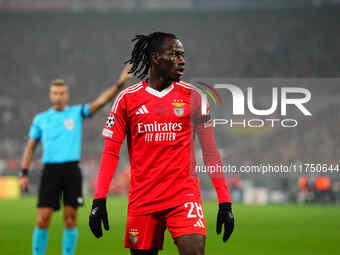 Issa Kabore of Benfica  controls the ball during the Champions League Round 4 match between Bayern Munich v Benfica at the Allianz arena, Mu...