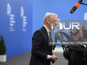 Jonas Gahr, Prime Minister of Norway, arrives at the 5th European Political Community Summit in Budapest, Hungary, on November 7, a day afte...