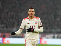 Jamal Musiala of Bayern Munich  looks on during the Champions League Round 4 match between Bayern Munich v Benfica at the Allianz arena, Mun...