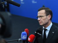 Ulf Kristersson, the Swedish Prime Minister, arrives at the 5th European Political Community Summit in Budapest, Hungary, on November 7, a d...