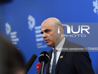 Alain Berset, European Council Secretary General, arrives at the 5th European Political Community Summit in Budapest, Hungary, on November 7...