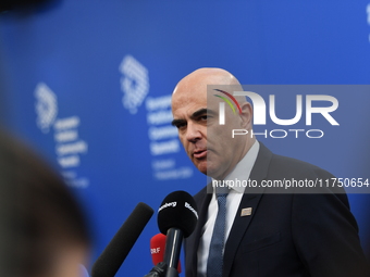 Alain Berset, European Council Secretary General, arrives at the 5th European Political Community Summit in Budapest, Hungary, on November 7...