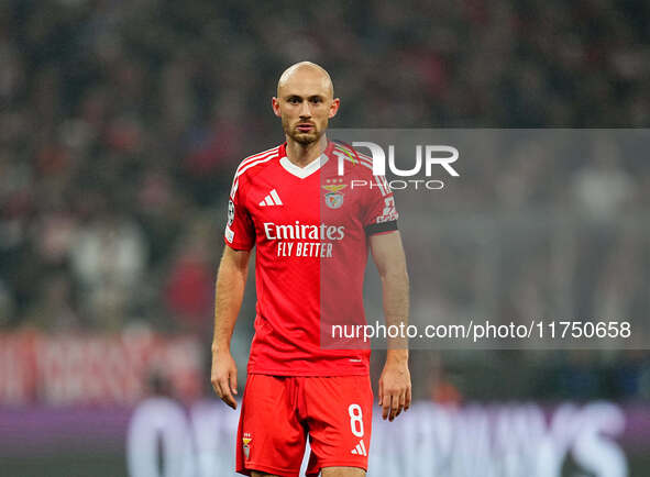 Fredrik Aursnes of Benfica  looks on during the Champions League Round 4 match between Bayern Munich v Benfica at the Allianz arena, Munich,...