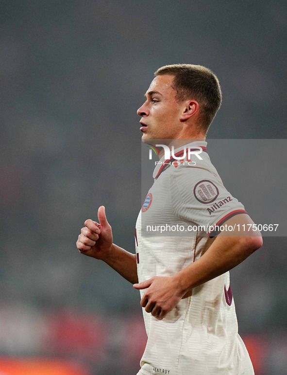 Joshua Kimmich of Bayern Munich  looks on during the Champions League Round 4 match between Bayern Munich v Benfica at the Allianz arena, Mu...