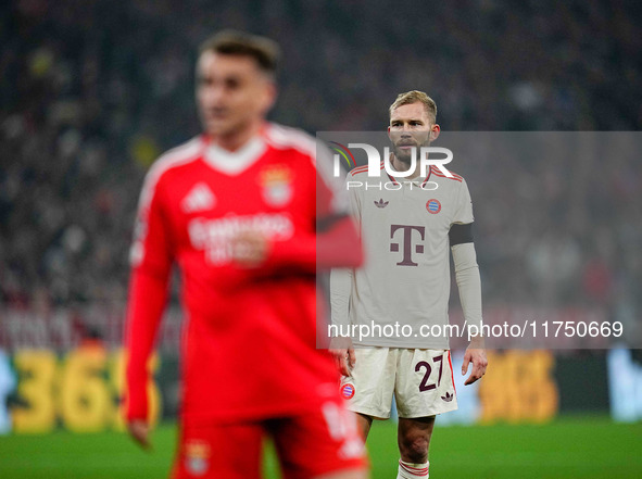 Konrad Laimer of Bayern Munich  looks on during the Champions League Round 4 match between Bayern Munich v Benfica at the Allianz arena, Mun...