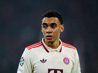 Jamal Musiala of Bayern Munich  looks on during the Champions League Round 4 match between Bayern Munich v Benfica at the Allianz arena, Mun...