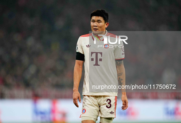 Min-jae Kim of Bayern Munich  looks on during the Champions League Round 4 match between Bayern Munich v Benfica at the Allianz arena, Munic...