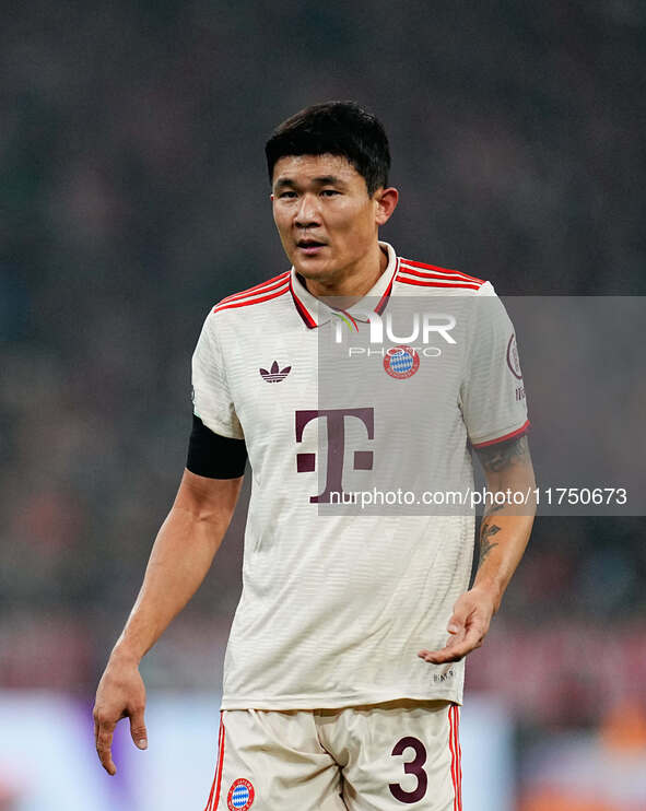 Min-jae Kim of Bayern Munich  looks on during the Champions League Round 4 match between Bayern Munich v Benfica at the Allianz arena, Munic...