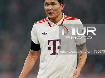 Min-jae Kim of Bayern Munich  looks on during the Champions League Round 4 match between Bayern Munich v Benfica at the Allianz arena, Munic...