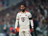 Serge Gnabry of Bayern Munich  looks on during the Champions League Round 4 match between Bayern Munich v Benfica at the Allianz arena, Muni...