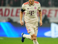 Min-jae Kim of Bayern Munich  controls the ball during the Champions League Round 4 match between Bayern Munich v Benfica at the Allianz are...