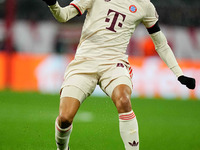 Jamal Musiala of Bayern Munich  controls the ball during the Champions League Round 4 match between Bayern Munich v Benfica at the Allianz a...