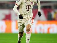 Jamal Musiala of Bayern Munich  controls the ball during the Champions League Round 4 match between Bayern Munich v Benfica at the Allianz a...