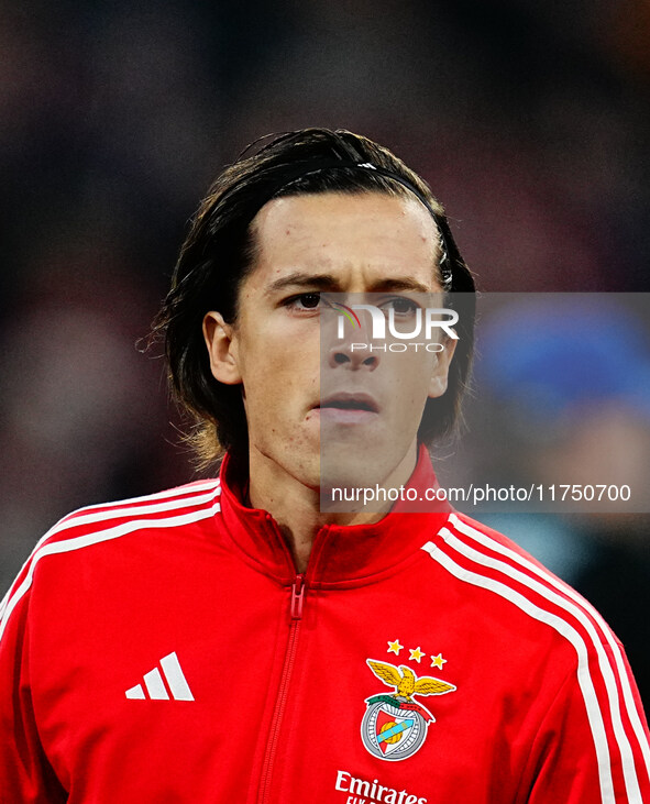 Álvaro Carreras of Benfica  looks on during the Champions League Round 4 match between Bayern Munich v Benfica at the Allianz arena, Munich,...