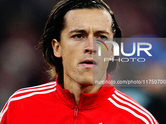 Álvaro Carreras of Benfica  looks on during the Champions League Round 4 match between Bayern Munich v Benfica at the Allianz arena, Munich,...