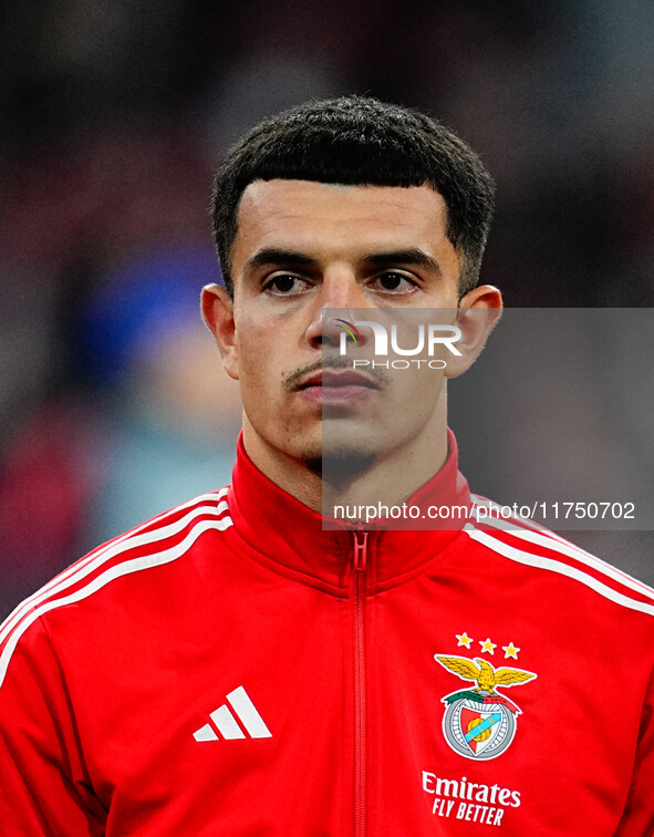 Zeki Amdouni of Benfica  looks on during the Champions League Round 4 match between Bayern Munich v Benfica at the Allianz arena, Munich, Ge...