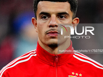 Zeki Amdouni of Benfica  looks on during the Champions League Round 4 match between Bayern Munich v Benfica at the Allianz arena, Munich, Ge...