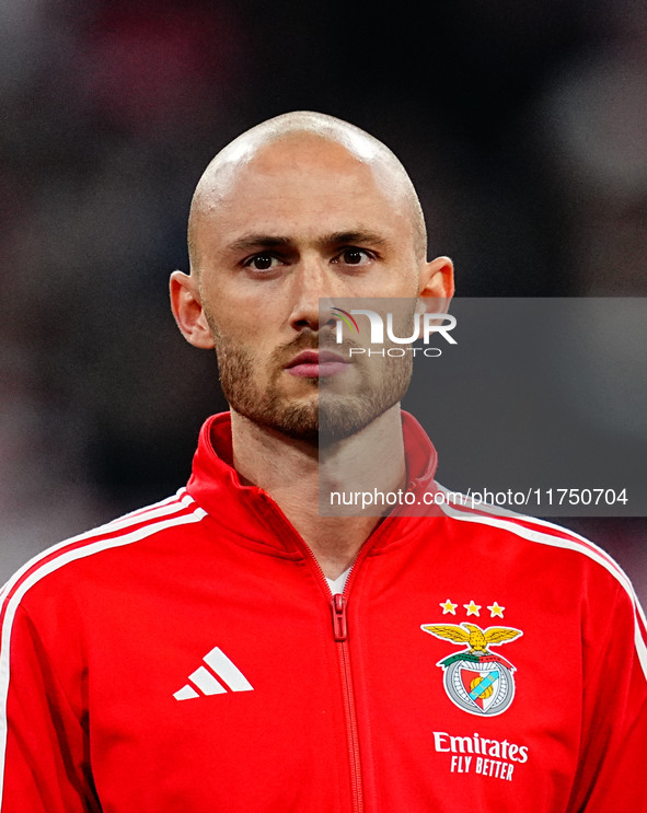 Fredrik Aursnes of Benfica  looks on during the Champions League Round 4 match between Bayern Munich v Benfica at the Allianz arena, Munich,...