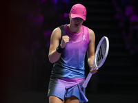 RIYADH, SAUDI ARABIA - NOVEMBER 07: Iga Swiatek of Poland during her match against Daria Kasatkina, on Day 6 of the 2024 WTA Finals, part of...