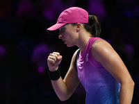 RIYADH, SAUDI ARABIA - NOVEMBER 07: Iga Swiatek of Poland during her match against Daria Kasatkina, on Day 6 of the 2024 WTA Finals, part of...