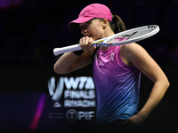 RIYADH, SAUDI ARABIA - NOVEMBER 07: Iga Swiatek of Poland during her match against Daria Kasatkina, on Day 6 of the 2024 WTA Finals, part of...